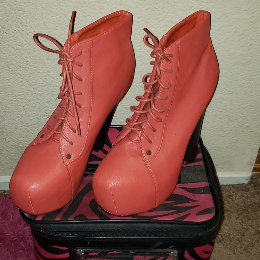 Lace up high heels